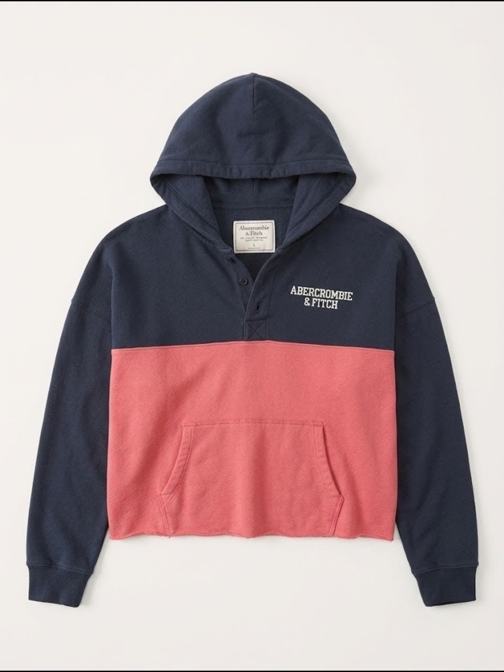 Abercrombie & Fitch Navy Pullover Cropped Hoodie